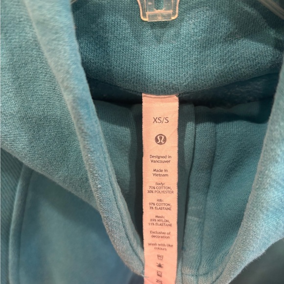 Lululemon Teal Funnel Neck Cropped Scuba Sweatshirt - Picture 3 of 3